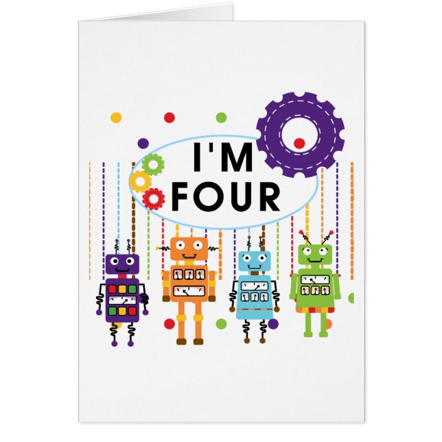 Robot 4th Birthday Tshirts und Geschenke (Vorne)