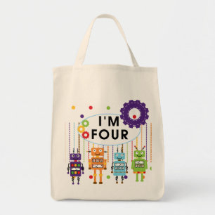 Robot 4th Birthday Tshirts und Geschenke Tragetasche