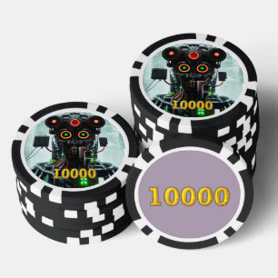 Robot 5 Black gold 10000 gestreifter Poker-Chip Pokerchips