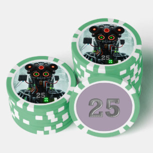 Robot 5 grüner 25 gestreifter Poker-Chip Pokerchips