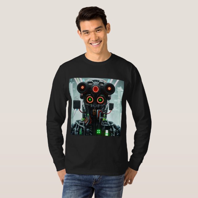 Robot 5 hommes manches longues noires T-shirt (Devant entier)