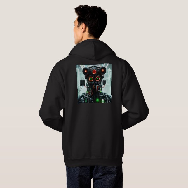Robot 5 men Schwarz-Schnürhemd Rücken Hoodie (Schwarz voll)