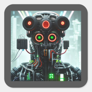 Robot-5-Quadratzer Quadratischer Aufkleber