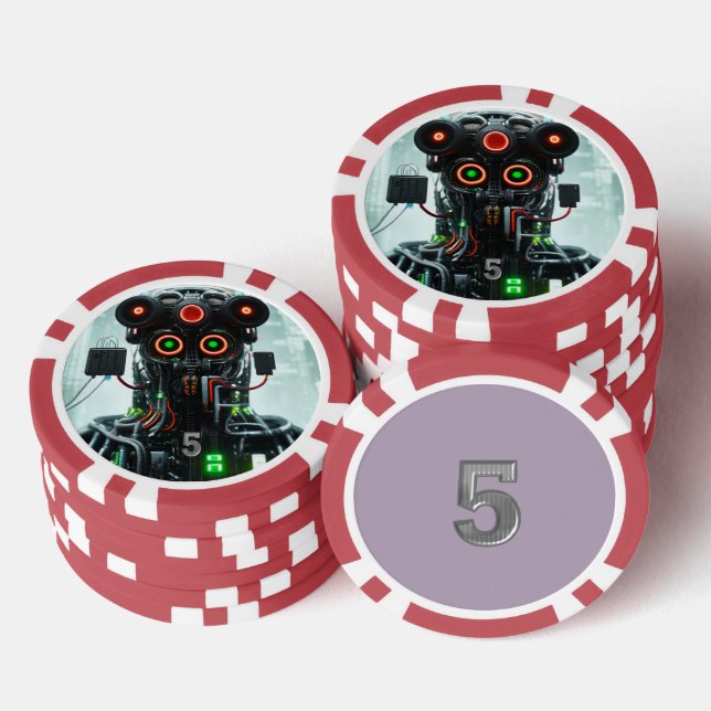 Robot 5 rote 5 Streifen Poker Chip (Stapel)
