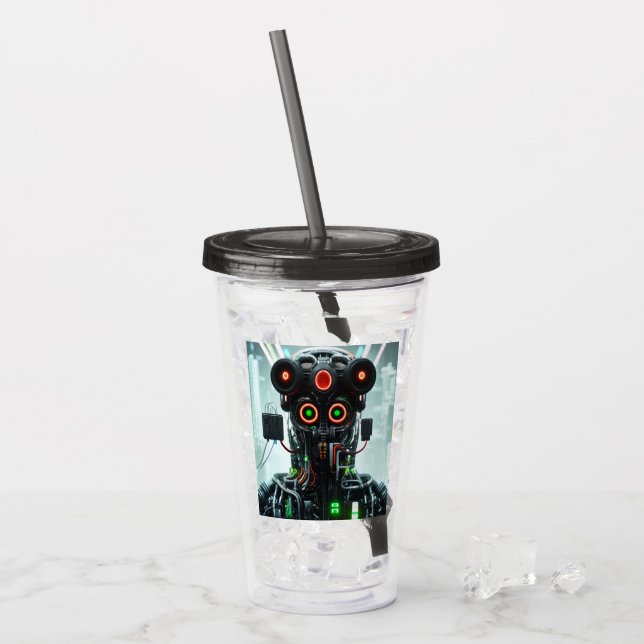 Robot 5 schwarzer Plexiglas Acryltrinkbecher (Vorderseite Ice)