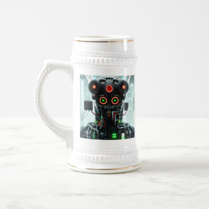 Robot 5-Weißstein-Goldtrimmung Bierglas