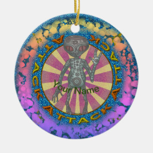 Robot-Alien-Angriff-Schmuck Keramik Ornament