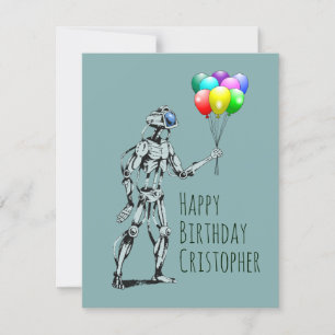 Robot avec ballons Carte d'anniversaire