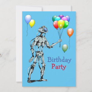 Robot avec ballons Invitation d'anniversaire