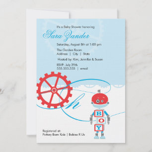 Robot Baby Shower Einladungen  Junge