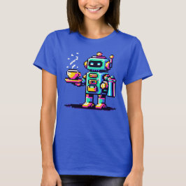 Robot Barista - Pixel Art Coffee Lover Design T-Shirt