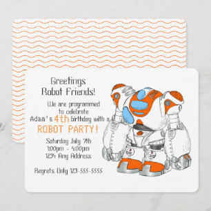 Robot Birthday Party Einladung