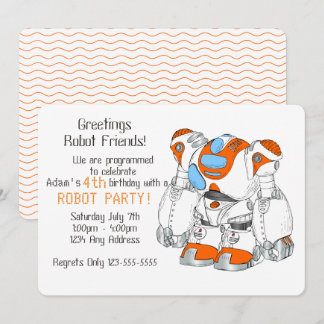 Robot Birthday Party Einladung