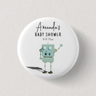 Robot boy Baby Shower Button