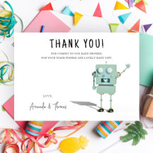 Robot boy Baby Shower - vielen Dank