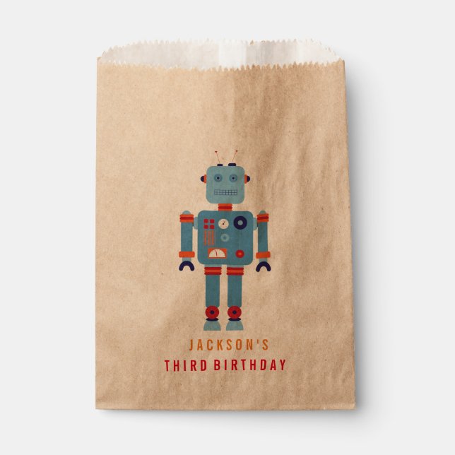 Robot Boy Gastgeschenk Papiertüte Geschenktütchen (Vorderseite)