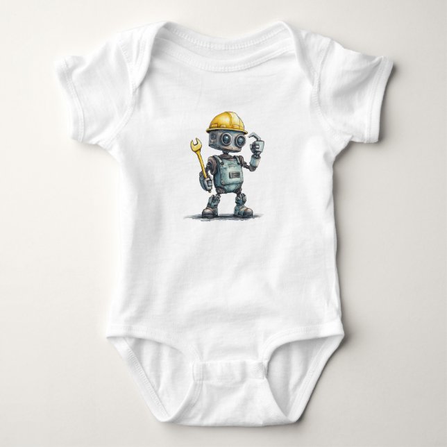 Robot Builder Baby Boy One-Piece Bodysuit Bekleidu Strampler (Vorderseite)