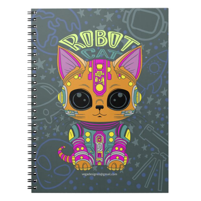 Robot Cat Notebook Notizblock (Vorderseite)