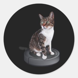 Robot Cat Vacuum Cleaner Feline Animal Niedlich Ca Runder Aufkleber