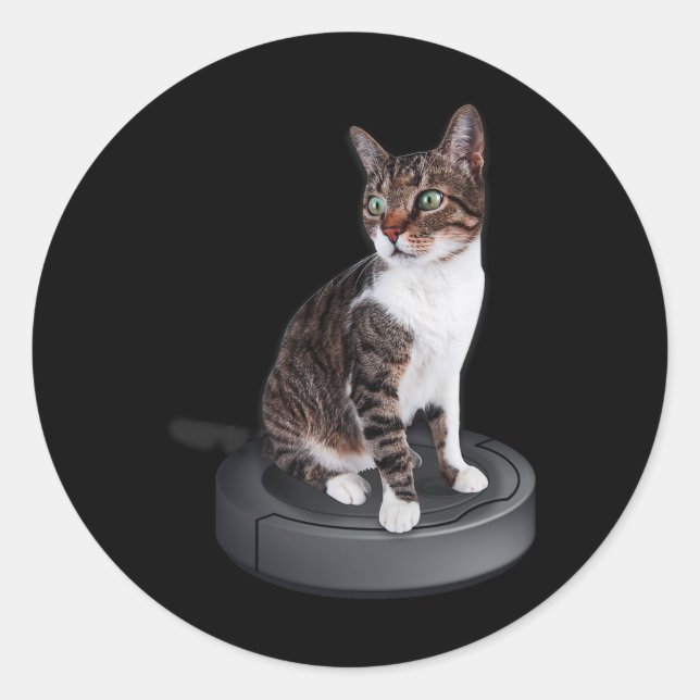 Robot Cat Vacuum Cleaner Feline Animal Niedlich Ca Runder Aufkleber (Vorderseite)