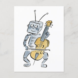 Robot Cello Postkarte