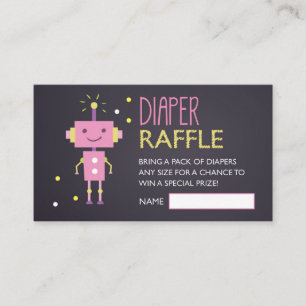 Robot Chalkboard Diaper Raffel Ticket Begleitkarte