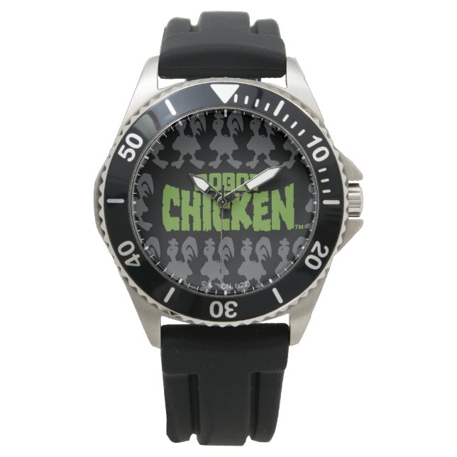 Robot Chicken Silhouette Pattern Armbanduhr (Vorderseite)