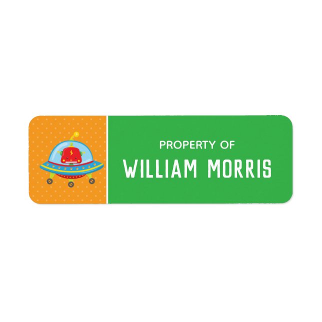 Robot Children School Name Labels | Editierbare Fa (Vorne)