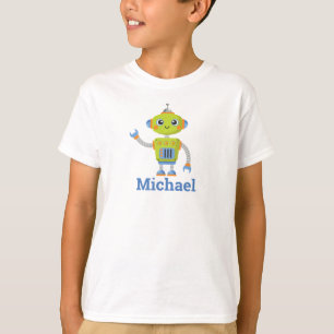 Robot Cool Name Blue Green Kids T-Shirt