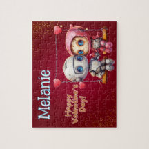 Robot Custom Child Name Valentine's Day Puzzle 