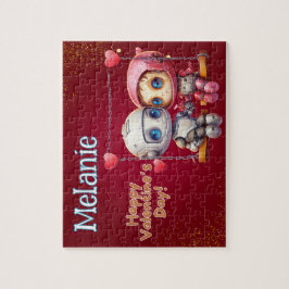 Robot Custom Child Name Valentine's Day Puzzle 