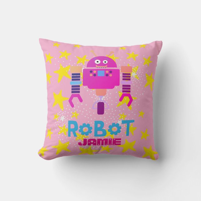 ROBOT-Dekor von MÄDCHEN rosa Namensgeber für Robot Kissen (Vorderseite)