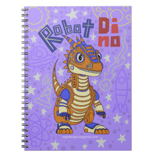 Robot Dino Spiral Notebook Notizblock