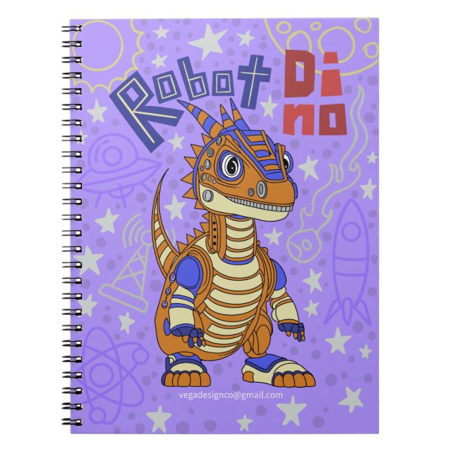 Robot Dino Spiral Notebook Notizblock (Vorderseite)