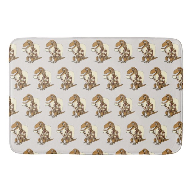 Robot Dinosaur Drinking Coffee Badematte (Vorderseite)