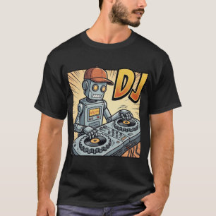 Robot-DJ Cooler Hut Retro-Cartoon T-Shirt
