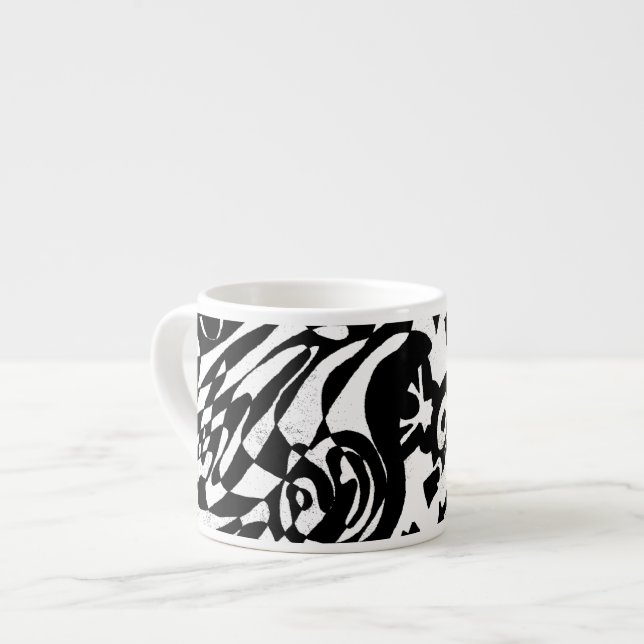 "Robot Dreams" Abstrakte Kunst im B&W Espressotasse (Vorderseite Links)