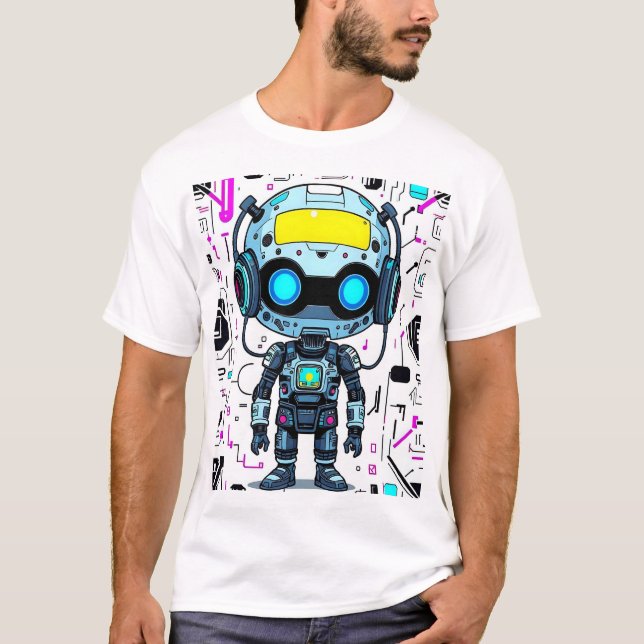 Robot-Druck T-Shirt (Vorderseite)