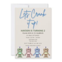 Robot et engrenages Invitation d'anniversaire