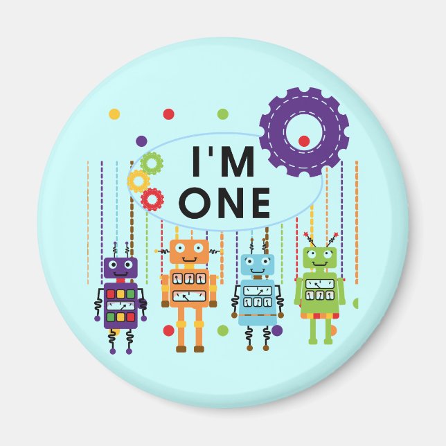 Robot First Birthday Tshirts und Geschenke Magnet (Vorne)