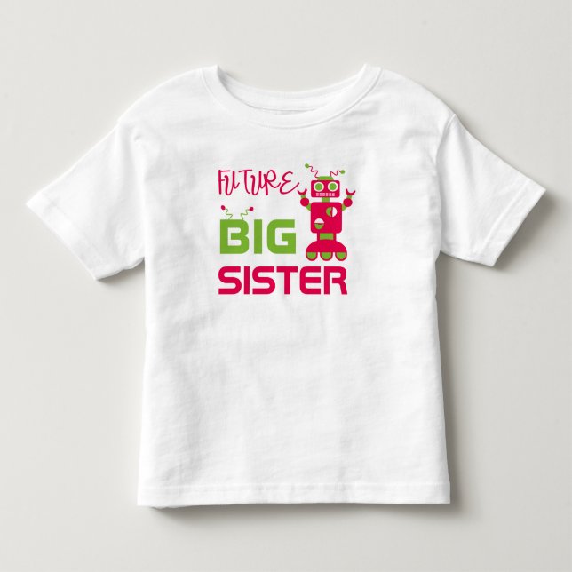 Robot Future Big Sister Kids Pink Niedlich Sicken Kleinkind T-shirt (Vorderseite)