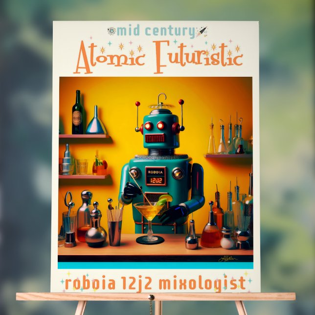 Robot futuriste rétro ROBIA 12J2 Mixologue (Neutre)