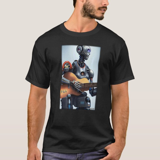 Robot Guitar Future Technology Science Sci Fi Mach T-Shirt (Vorderseite)