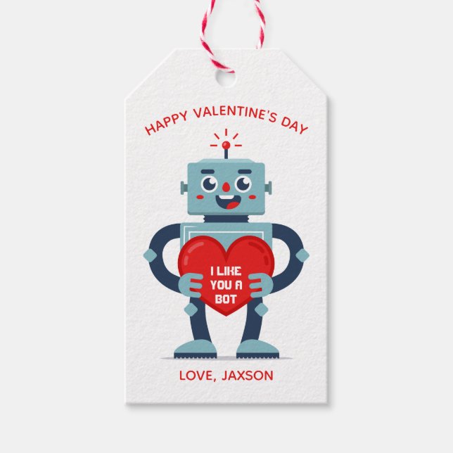 Robot Heart Niedlich Personalisiert Valentine Geschenkanhänger (Vorderseite)