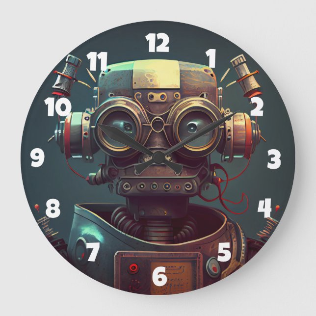 Robot Large Clock Große Wanduhr (Vorderseite)