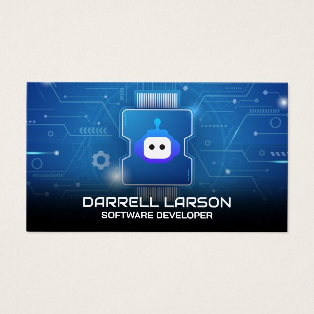 Robot Logo | Blaues Schaltbrett (Vorderseite)