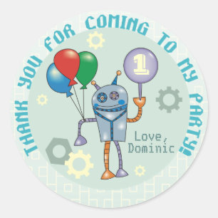 Robot mignon avec de ballons des autocollants