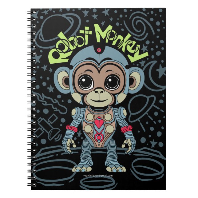 Robot Monkey Spiral Notebook Notizblock (Vorderseite)