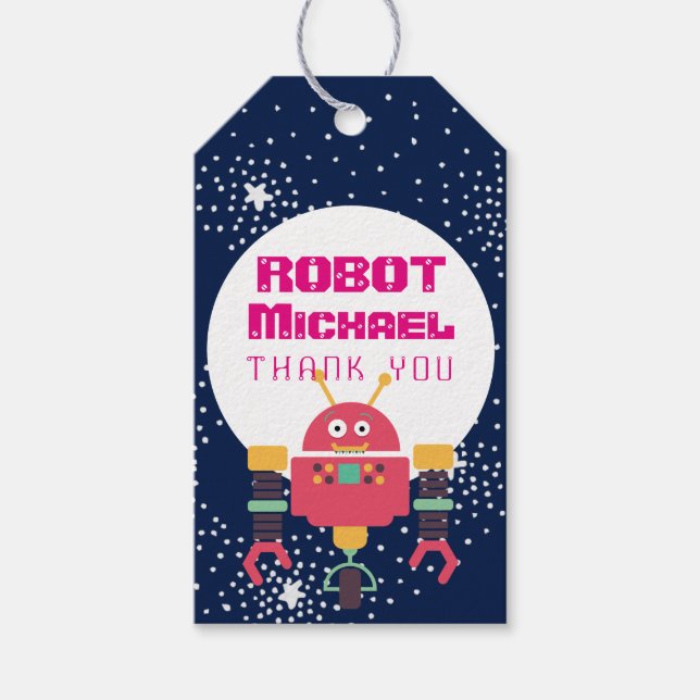 ROBOT Party liefert Blaurosa Sterne Nüsse an Bolze Geschenkanhänger (Vorderseite)