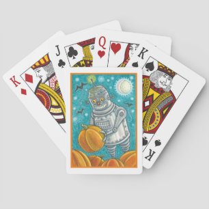 ROBOT PICKING PUMPKINS , HALLOWEEN MECHANISCHEN MA SPIELKARTEN